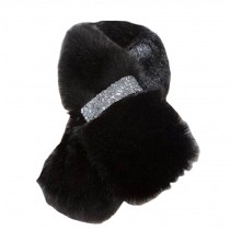Elegant Women Winter Faux Fur Scarves Plush Scarf Black