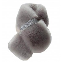 [Gray] Elegant Women Winter Faux Fur Scarves Plush Scarf