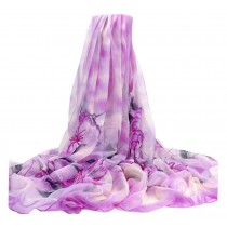 Brilliant Purple Fabric Silk Scarves Sari Gauze Scarf  Cappa