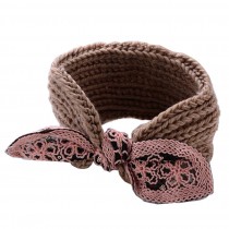 Stylish Knitted Hairband Wool Headbands Winter Sport Headwrap Bowknot Khaki
