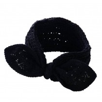 [Black] Fashion Sport Headwrap Bowknot Knitted Hairband Wool Headbands