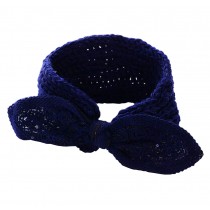 Bowknot Navy Knitted Hairband Wool Headbands Headwrap for Women
