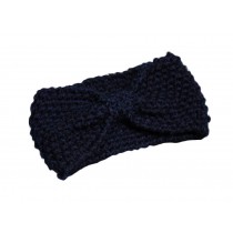 Cute Broadside Knitted Hairband Wool Headbands Sport Headwrap Bow Navy