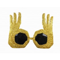 Funny Party Glasses OK Gesture Finger Glasses Party Supply Golden