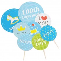 Set Of 8 Sweet Love Cake Inserted Card Dessert Decorations Decorative Flags Blue
