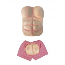 Spoof Props Funny Fake Muscle Chest with Ass Shorts Halloween Costume Prank Gift