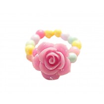 Set Of 5 Flower Ring Candy Beads Children's Jewelry Ring Random Color