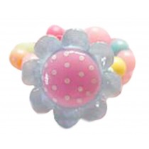 Set Of 3 Flower Ring Candy Beads Children's Jewelry Ring Random Color