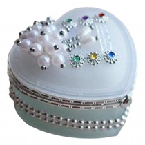 Heart-shaped Glass Jewelry Box Children's Dressing case Jewel Box White