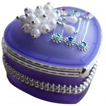 Heart-shaped Glass Jewelry Box Children's Dressing case Jewel Box Purple