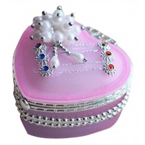 Heart-shaped Glass Jewelry Box Children's Dressing case Jewel Box Pink