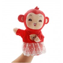 Soft Plush Cute Animal Babies Children Hand Puppet Toys Gift Monkey Red
