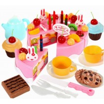Funny Play Food Play Kitchen Set for Kids over 3Years, Fruit Cake, PINK