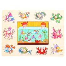 Fish Party Finger Training Peg Puzzle Create Imagination Educational Wooden Toy