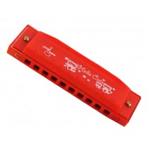 10 Holes Learning Toy Harmonica Wooden Educatial Muscic Toy Red