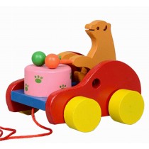 Lovely Wooden Push & Pull Toy Pull-Along Wagon Vehicle Bear
