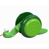 Lovely Wooden Push & Pull Toy Pull-Along Wagon Vehicle Snails [Random Color]