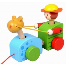 Lovely Wooden Push & Pull Toy Pull-Along Wagon Vehicle Boy