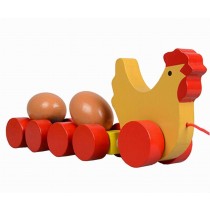 Lovely Wooden Push & Pull Toy Pull-Along Wagon Vehicle Chick