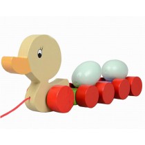 Lovely Wooden Push & Pull Toy Pull-Along Wagon Vehicle Duck