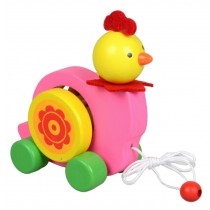 Lovely Wooden Push & Pull Toy Pull-Along Wagon Vehicle Pink
