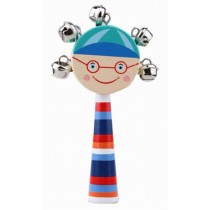 Cute Baby Musical Instruments Rattles Wooden Hand Bell Baby Toys, Blue