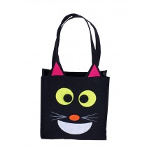 Set of 3 Halloween Kids Candy Bag Black Cat Trick or Treating Candy Bag