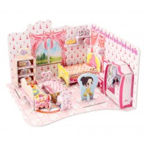 Cute 3D Puzzle Educational Toy DIY Assembled Jigsaws, Sweet Bedroom Model