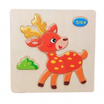 Lovely Sika 3D Wooden Jigsaw Puzzle For Child 2 Pieces