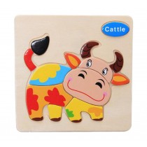 Set Of 2 Cartoon Cattle 3D Wooden Jigsaw Puzzle For Child
