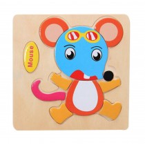 Animal Mouse Kids Wooden 3D Jigsaw Puzzle 2 Pieces