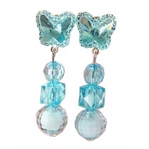 2 Pairs Pretty Girls Clip-on Earrings Princess Pendant Earclips Butterfly Blue