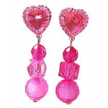 2 Pairs Girls Lovely Clip-on Earrings Princess Pendant Earclips Heart Rose