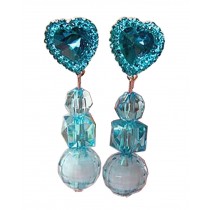 2 Pairs Girls Lovely Clip-on Earrings Princess Pendant Earclips Heart Blue