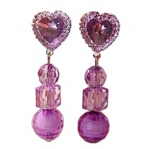 2 Pairs Girls Lovely Clip-on Earrings Princess Pendant Earclips Heart Purple