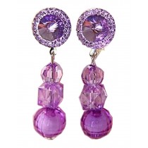 2 Pairs Girls Shining Clip-on Earrings Princess Pendant Earclips Purple