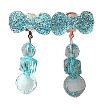 2 Pairs Girls Clip-on Earrings Princess Pendant Earclips Bow Blue