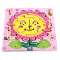 Double-Sided Wooden Kids Toy Maze Puzzle Educational Maze Game Ludo Game, Flower