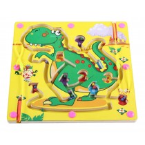 Double-Sided Wooden Kids Toy Maze Puzzle Educational Maze Game Ludo, Dinosaur