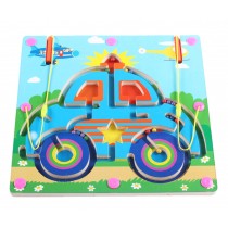 Double-Sided Wooden Kids Toy Maze Puzzle Educational Maze Game Ludo, Car