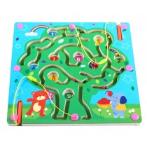 Double-Sided Wooden Kids Toy Maze Puzzle Educational Maze Game Ludo, Tree