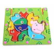 Double-Sided Wooden Kids Toy Maze Puzzle Educational Maze Game Ludo, Hedgehog