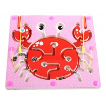 Double-Sided Wooden Kids Toy Maze Puzzle Educational Maze Game Ludo, Crab
