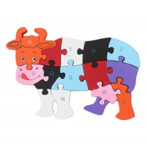 Funny Colorful Wooden Blocks Puzzles Educational Puzzle Jigsaws Dairy Cow