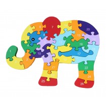 Funny Digital & Letter Wooden Blocks Puzzles Educational Puzzle Elephant
