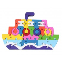 Funny Digital & Letter Wooden Blocks Puzzles Educational Puzzle Steamship