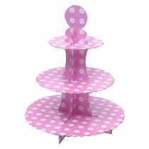 3-Tier Treat Tree Cupcake Stand Paper Cake Carrier, Pink 2 Pcs
