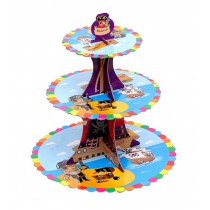 Set Of 2 Cartoon 3-Tier Treat Tree Cupcake Stand Paper Cake Carrier