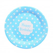 20 Pieces Child Party Tablewares Disposable Plates Polka Dot Pattern