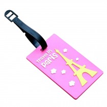 Set of 2 Luggage Tags Bag Tags Silicone Name Tags Travel Tags[Pink Eiffel Tower]